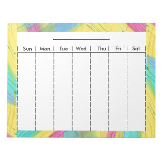 Bloc-note Tableau hebdomadaire du planificateur Pastel avec