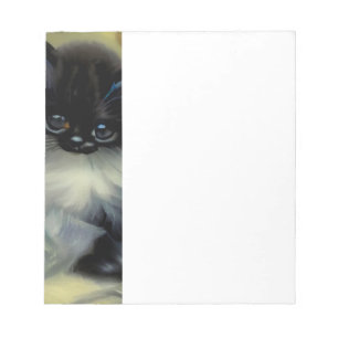 Bloc-note Tableau vintage de chaton noir et blanc