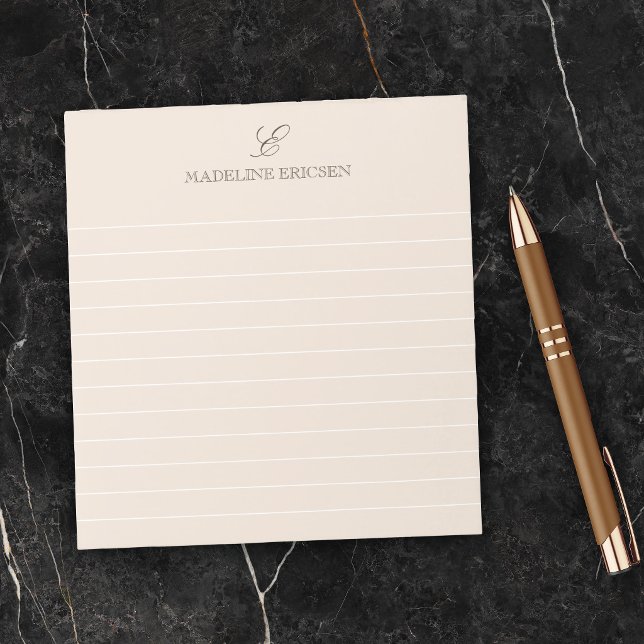 Bloc-note Tan & Brun Monogramme Ligné (Créateur téléchargé)