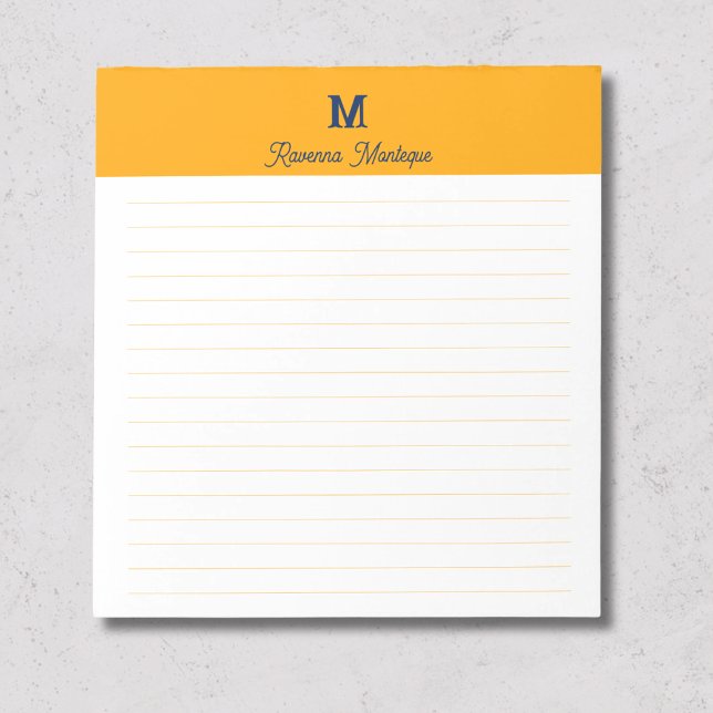 Bloc-note Tangerine Chic Nom Personnalisé Monogramme Ligné (Créateur téléchargé)