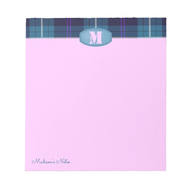 Bloc-note Tartan Jeans de tatouage plat de script personnali (Devant)
