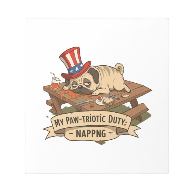 Bloc-note Tartine Pug endormi  (Devant)