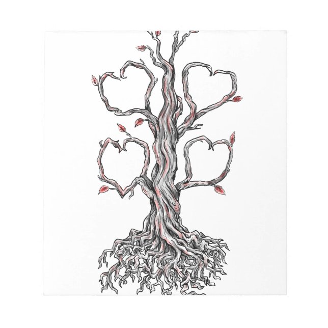 Bloc-note Tatouage de branche de cœur d'arbre de chêne torsa (Devant)