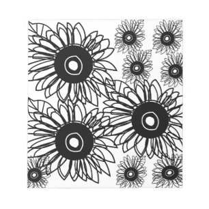 Bloc-note Tatouage Tournesol Floral Noir Blanc Tatouage Fleu