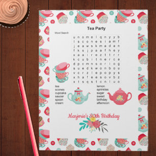 Bloc-note Tea Party Anniversaire Mot de recherche