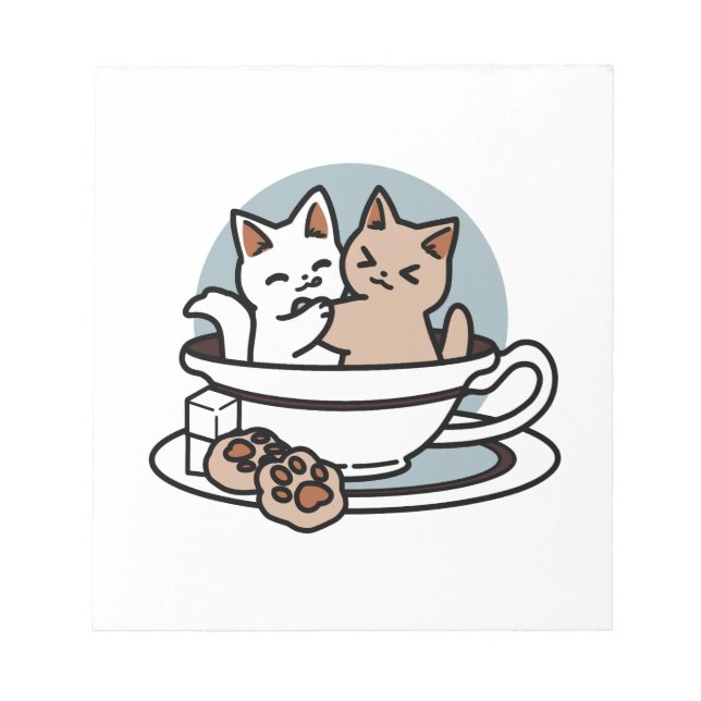Bloc-note Tea Time Meow Time - Cute Cat and Tea Design (Devant)