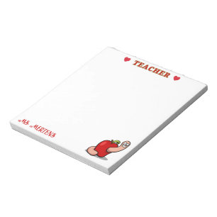 Bloc-note Teacher Appréciation Worm in Apple Ajouter un nom