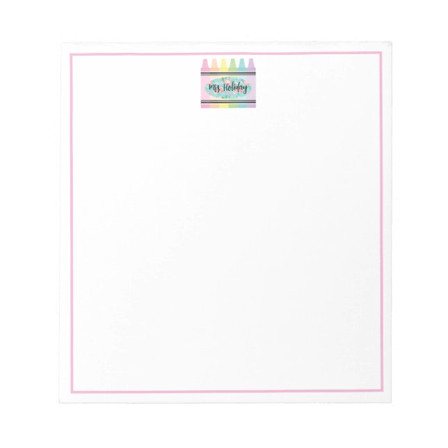 Bloc-note Teacher aquarelle Pastel Floral Crayon School (Devant)