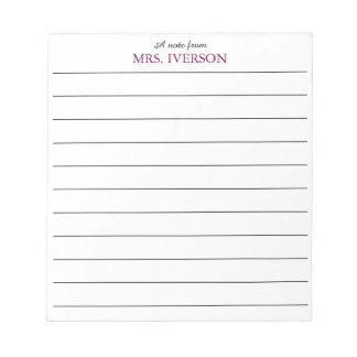 Bloc-note teacher Notepads Simple lined paper "a note from"
