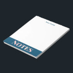 Bloc-note Teal Blue and Blush Notes Personalized Notepad<br><div class="desc">A lovely,  simple typography design of the word Notes filled in with a pretty blush pink and teal blue texture pattern,  personalized with your name.</div>