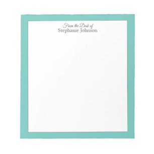 Bloc-note Teal Green Monogram From the Desk of Template