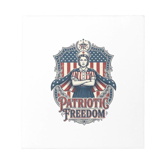 Bloc-note Tee-shirt graphique vectoriel infirmière patriotiq (Devant)
