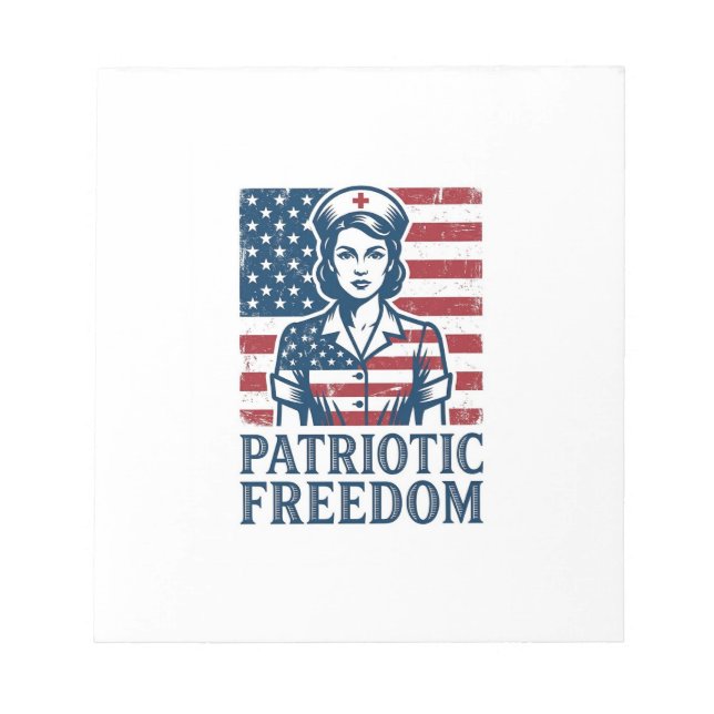 Bloc-note Tee-shirt graphique vectoriel infirmière patriotiq (Devant)