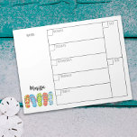 Bloc-note Tendance élégant planificateur hebdomadaire Calend<br><div class="desc">Ce design comprend un organisateur planificateur simple semaine,  planificateur de calendrier hebdomadaire personnalisé,  girly féminine chic plage tropicale,  tongs sandales mer côtière,  océan vie marine plage maison fille,  fournitures scolaires de bureau,  minimaliste simple style minimaliste,  typographie lunaire police de texte,  stylisme tendance calligraphie,  personnaliser personnalisée le nom personnalisé</div>