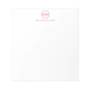 Bloc-note Tendance moderne cercle rose chaud deux Monogramme
