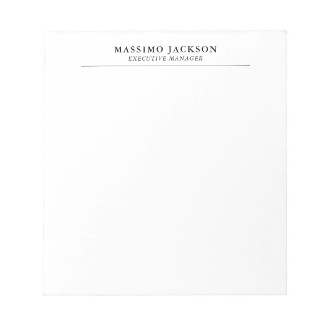 Bloc-note Tendance Moderne Simple Noir & Blanc Professionnel (Devant)