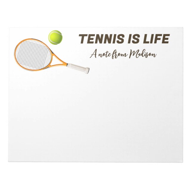 Bloc-note Tennis de nom et de texte personnalisés (Devant)