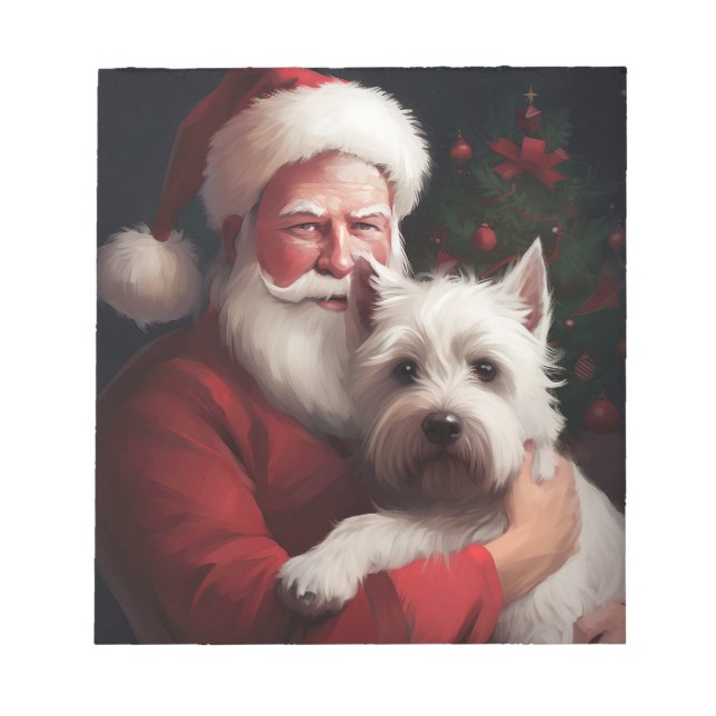Bloc-note Terrier blanc de West Highland Père Noël Noël (Devant)