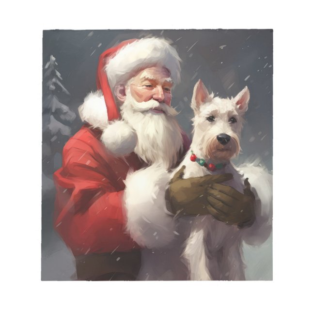Bloc-note Térrier Fox à poil dur Père Noël Noël Fête (Devant)