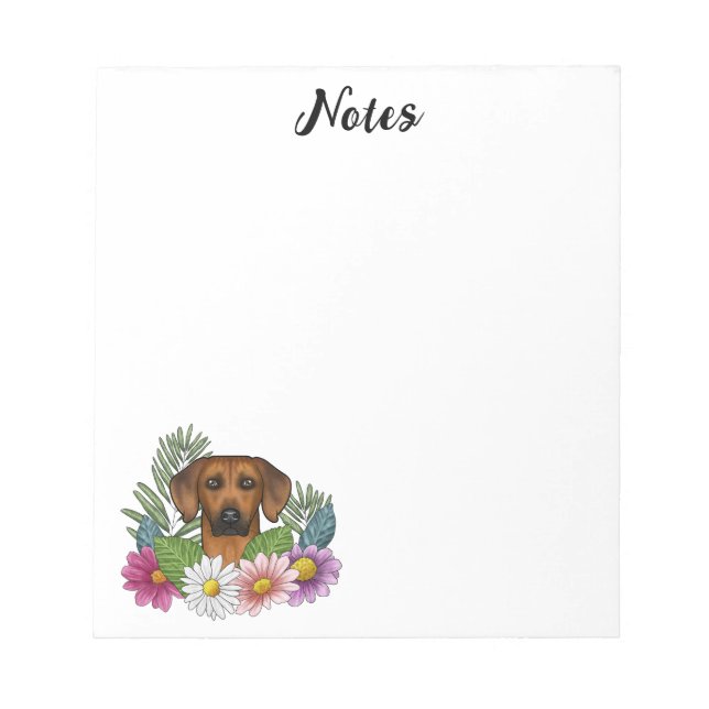 Bloc-note Tête de chien Rhodesian Ridgeback Fleurs sauvages  (Devant)
