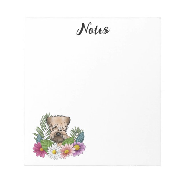 Bloc-note Tête de Terrier Irlandais à Poil Souple Fleurs Col (Devant)