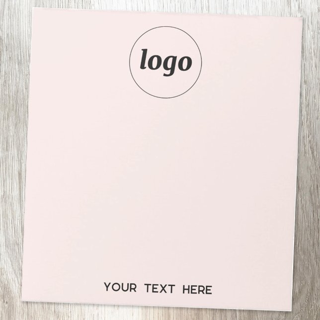 Bloc-note Texte de logo simple Entreprise Promotionnel Rose  (Simple logo with custom text business branding promotional
blush pink notepad)