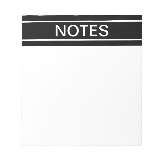Bloc-note Texte personnalisable | Bold Modern Black & White (Devant)