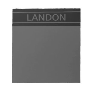 Bloc-note Texte personnalisable Gras moderne noir et gris