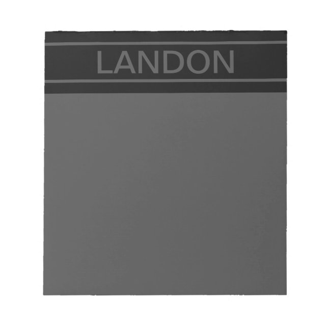 Bloc-note Texte personnalisable | Gras moderne noir et gris  (Devant)