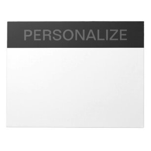 Bloc-note Texte personnalisable Gras moderne noir et gris