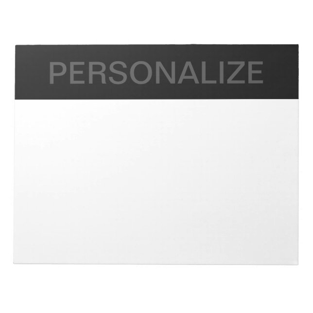 Bloc-note Texte personnalisable | Gras moderne noir et gris  (Devant)