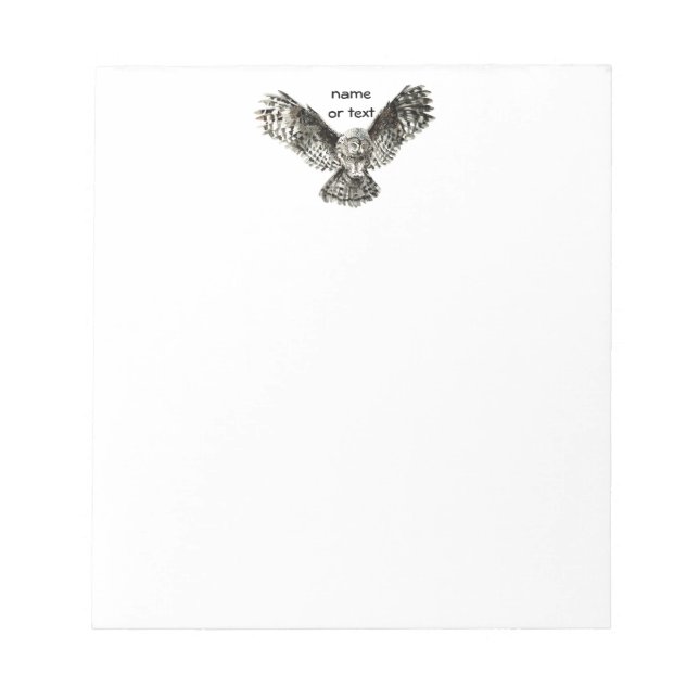 Bloc-note Texte personnalisé, Chouette aquarelle, Animal d'o (Devant)