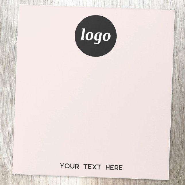 Bloc-note Texte simple de logo entreprise promotionnel rose  (Simple logo with custom text business branding promotional blush pink notepad)