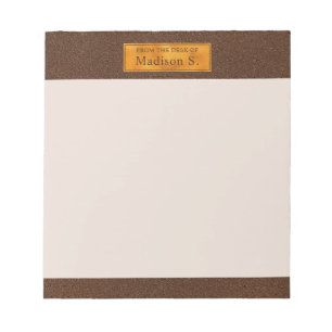Bloc-note Texture de faux cuir marron avec bannière en feuil