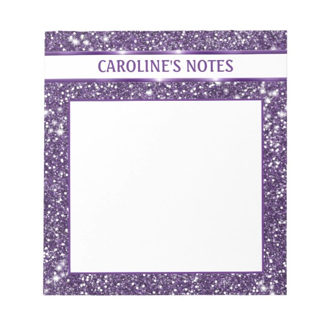Bloc-note Texture de scintillement violet faux avec texte pe (Devant)
