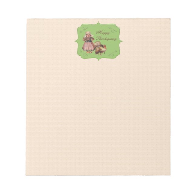 Bloc-note Thanksgiving vintage, Turquie, Fille Pèlerine (Devant)