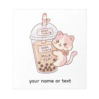 Bloc-note Thé au Lait Bulles avec un Chat Mignon | Thé aux P