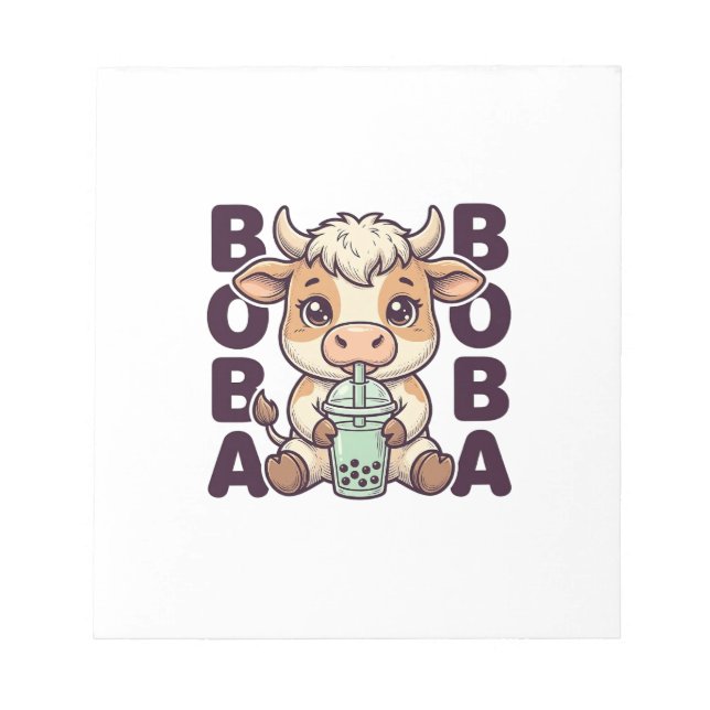 Bloc-note Thé aux perles de vache mignonne Design de T-Shirt (Devant)