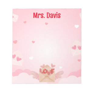 Bloc-note Thème de cœur de la Saint-Valentin Personnalisé