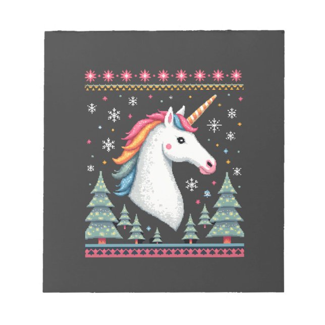 Bloc-note Thème de Noël Tricoté Licorne T-Shirt ( (Devant)