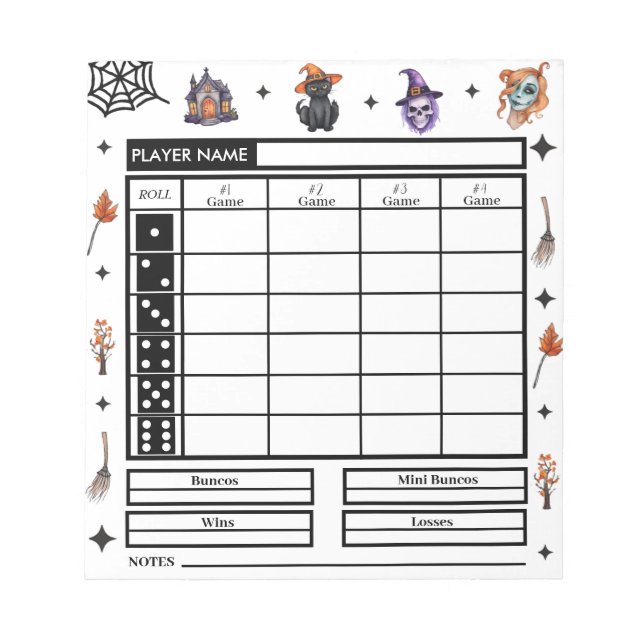 Bloc-note Thème Halloween moderne Bunco Score Pad (Devant)