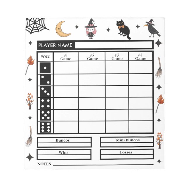 Bloc-note Thème Halloween moderne Bunco Score Pad (Devant)