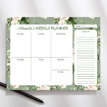 Bloc-note Thème Tropical Personnalisé Plan Hebdomadaire<br><div class="desc">Pourquoi ne pas s'organiser d'une belle façon ? Ce coussin tropical à thème planner a des feuilles exotiques et des fleurs qui vous emmènent! Beaucoup de place pour noter tout ce que vous avez besoin d'accomplir chaque semaine,  et peut-être faire des plans de vacances!</div>