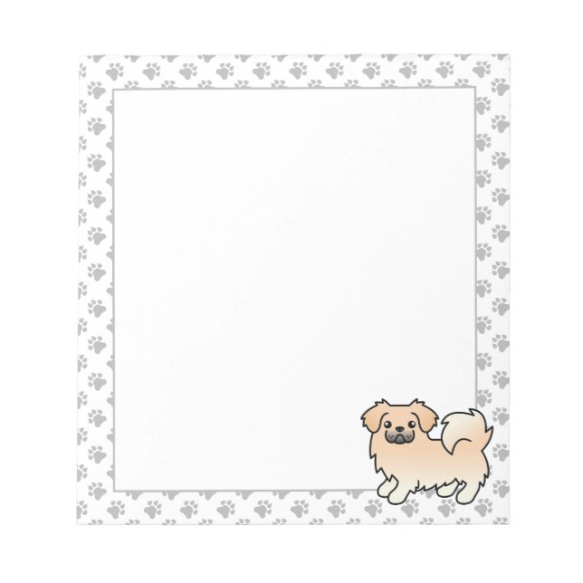 Bloc-note Tibétain Spaniel Crème Chien de Dessin Animé Migno (Devant)
