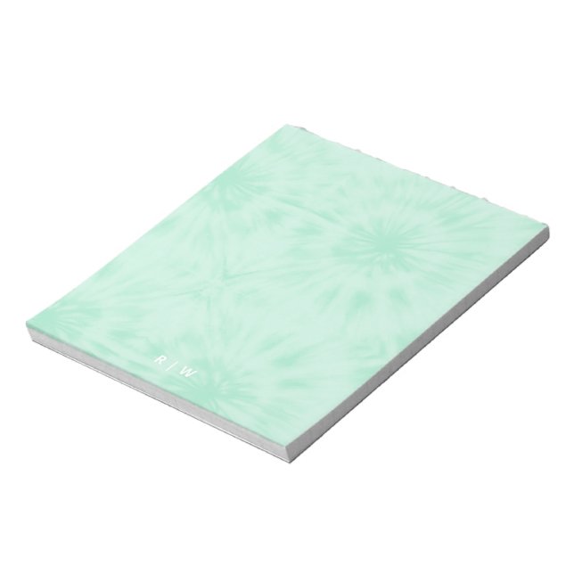 Bloc-note Tie Dye | Monogramme vert de menthe pastel (Tourné)