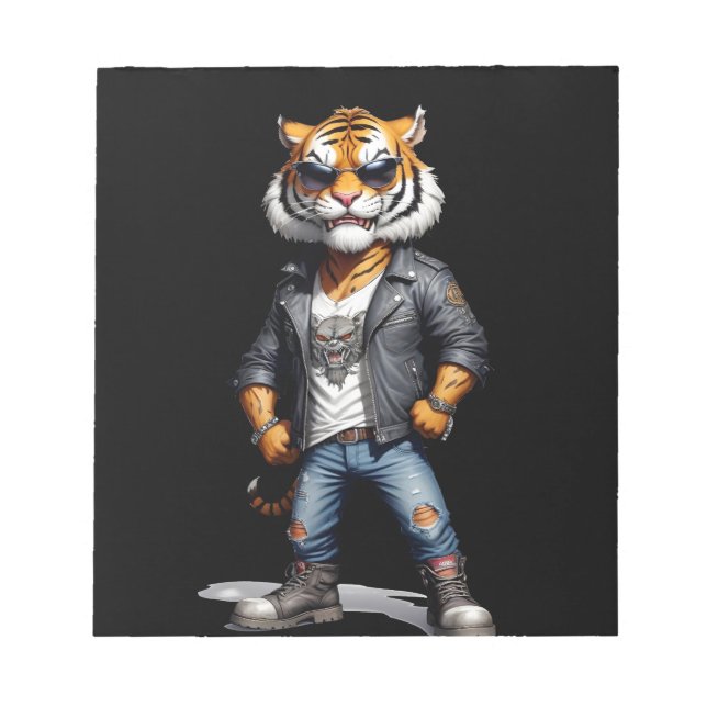 Bloc-note Tiger Biker Rebel en cuir Jacket Cool Style (Devant)