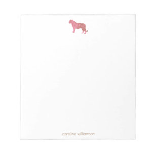 Bloc-note Tigre à l'aquarelle rose avec nom personnalisé