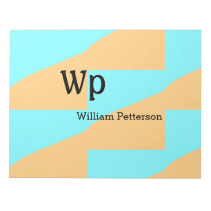 Bloc-note Titre de lettre de monogramme vert bleu pastel