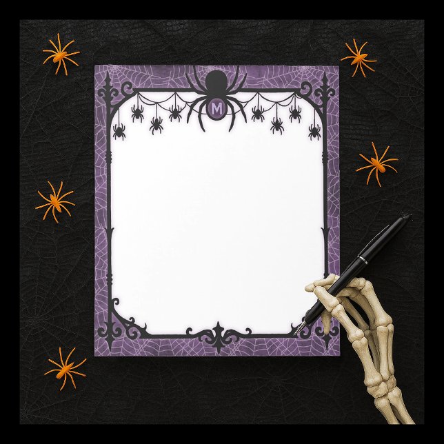 Bloc-note Toile d'araignée gothique violette avec araignées  (Créateur téléchargé)