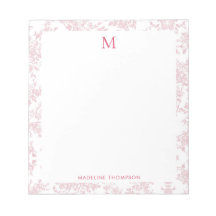 Toile de Jouy Botanique Classique Monogramme Rouge